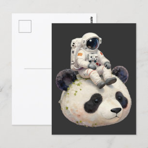 Carte Postale Astronaute sur un panda spatial surréaliste bizarr