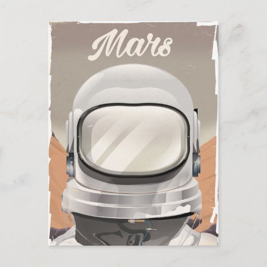 Carte Postale Astronaute vintage de Mars (Devant)
