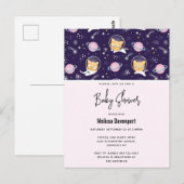 Carte Postale Astronautes de Kitty Chat Mignon Motif Baby Shower (Devant / Derrière)