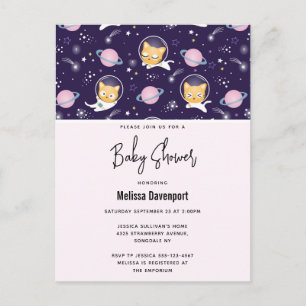 Carte Postale Astronautes de Kitty Chat Mignon Motif Baby Shower