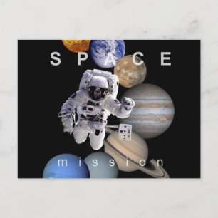 Carte Postale astronef mission solar system planar