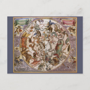 Carte Postale Astronomie vintage, constellations du ciel du sud