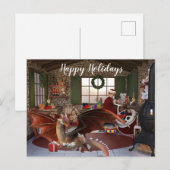 Carte Postale Atelier de Noël Vacances Dragon à Père Noël (Devant / Derrière)