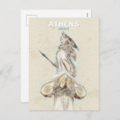 Carte postale Athena Statue Sketch - Grèce antique (Devant / Derrière)