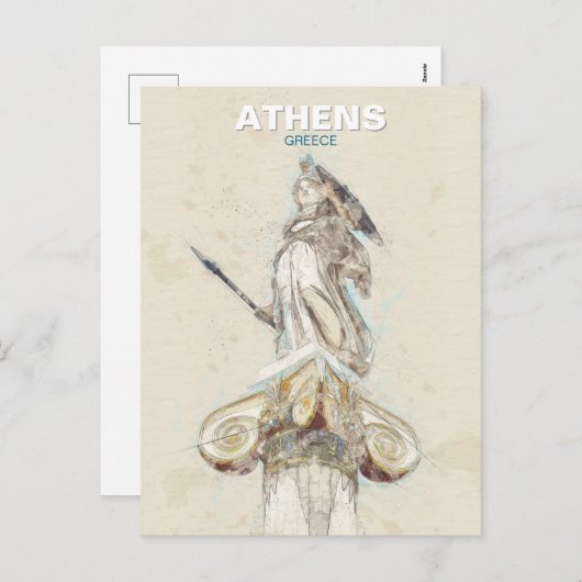 Carte postale Athena Statue Sketch - Grèce antique (Devant / Derrière)