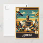 Carte Postale Athènes, Géorgie | VINTAGE (Devant / Derrière)