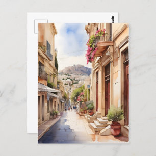 Carte Postale Athènes Grèce aquarelle