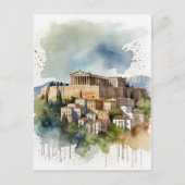 Carte Postale Athènes Grèce aquarelle (Devant)