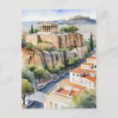 Carte Postale Athènes Grèce aquarelle (Devant)