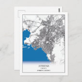 Carte Postale Athènes Grèce City Plan Voyage Simple Minimal (Devant / Derrière)
