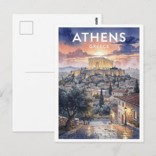 Carte Postale Athènes Grèce Voyage Rétro