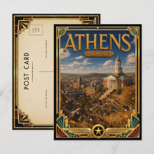 Carte Postale Athènes Ohio Art Déco Vintage Âge d'Or