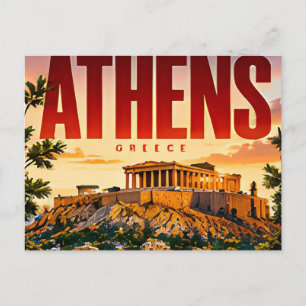 Carte Postale 🏛 Athènes Skyline de ville moderne Style 🏛