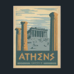 Carte Postale Athens, Greece<br><div class="desc">Anderson Design Group is an award-winning illustration and design firm in Nashville,  Tennessee. Founder Joel Anderson directs a team of talented artists to create original poster art that looks like classic vintage advertising prints from the 1920s to the 1960s.</div>