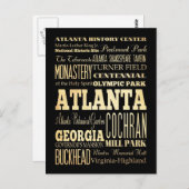 Carte Postale Atlanta City of Georgia State Typography Art (Devant / Derrière)