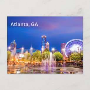 Carte Postale Atlanta, GA City Park Vue nocturne
