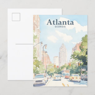 Carte Postale Atlanta Georgia Gouache Illustration Voyage