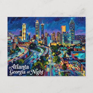 Carte Postale Atlanta Géorgie la nuit