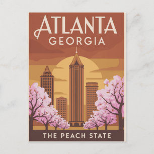 Carte Postale Atlanta Géorgie L'État des pêches