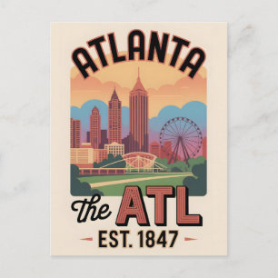 Carte Postale Atlanta Géorgie vintage Le ATL Voyage Rétro
