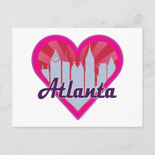 Carte Postale Atlanta Skyline Sunburst Heart (Devant)