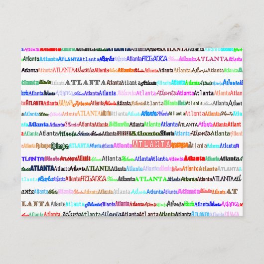 Carte postale Atlanta Text Design II (Devant)