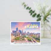 Carte Postale Atlanta Wedding Save the Date Skyline Postcard (Debout devant)