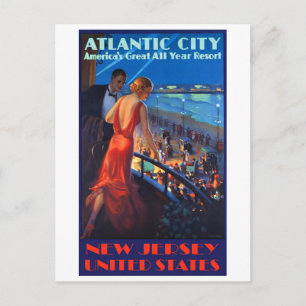 Carte Postale Atlantic City, Couple dans une soirée d'été romant