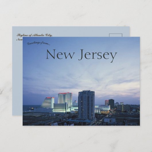 Carte Postale Atlantic City New Jersey Skyline (Devant / Derrière)