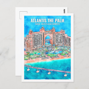 Carte Postale Atlantis Palm Dubai Travel Place Aquarelle