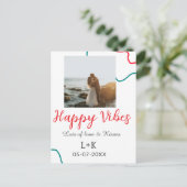 Carte Postale Atmosphère heureuse nom de couple date de mariage (Debout devant)