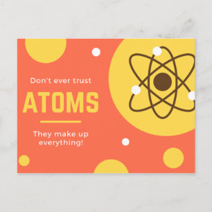 Carte Postale Atomes jaunes et oranges drôles