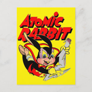 Carte Postale Atomic Rabbit drôle animal furtif super-héros