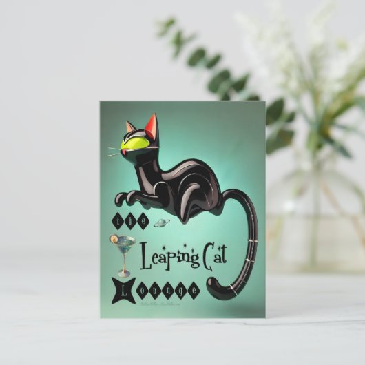 Carte Postale Atomique Futuriste Le Leaping Cat Lounge (Debout devant)