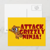 Carte Postale Attaquer Grizzly Ninja (Devant / Derrière)