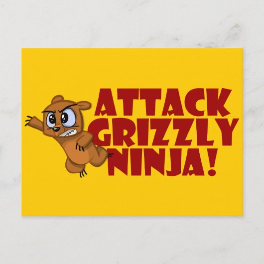 Carte Postale Attaquer Grizzly Ninja (Devant)
