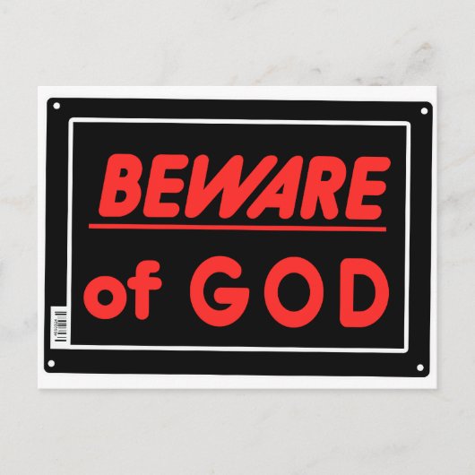 Carte Postale Attention à Dieu Parodie Yard Signe (Devant)