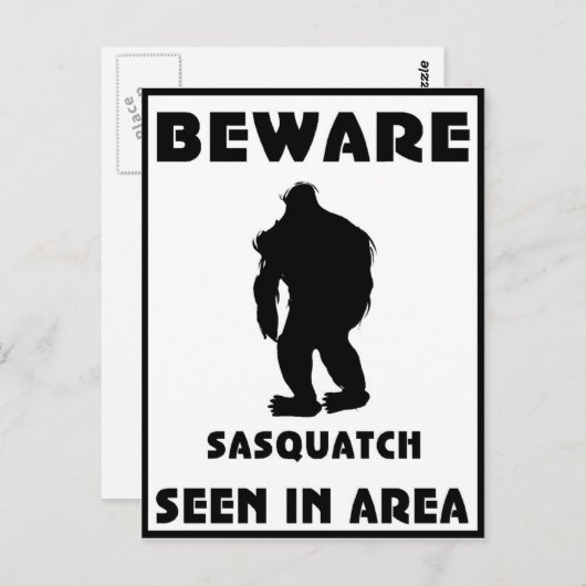 Carte Postale Attention à l'affiche Sasquatch (Devant / Derrière)