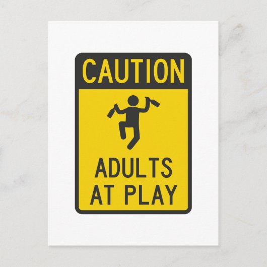 Carte Postale Attention Adultes en jeu (Devant)