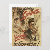 Carte Postale Attention - affiche d'espions (Devant / Derrière)