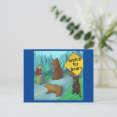 Carte Postale Attention Aux Ours Drôle Rick Londres (Debout devant)