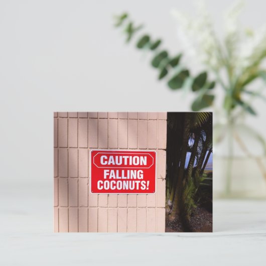 Carte Postale Attention - Chute de noix de coco ! (Debout devant)