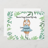 Carte Postale Attention Dame Souris Rongeur de Cochon d'Inde (Devant / Derrière)