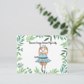 Carte Postale Attention Dame Souris Rongeur Folle cochon d'Inde (Debout devant)