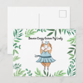 Carte Postale Attention Dame Souris Rongeur Folle cochon d'Inde (Devant / Derrière)