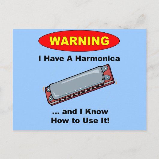 Carte Postale Attention! J'Ai Une Harmonica ... (Devant)