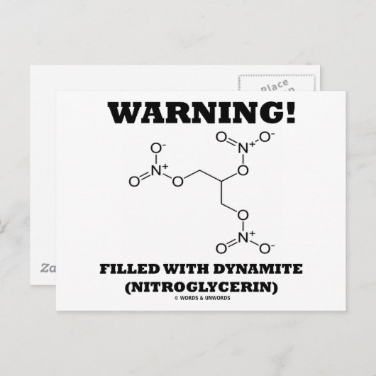 Carte Postale Attention! Rempli De Dynamite (Nitroglycérine) (Devant / Derrière)