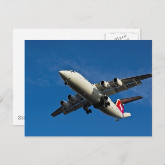 Carte Postale atterrissage d'avion à réaction (Devant / Derrière)