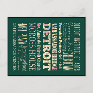 Carte Postale Attractions et lieux célèbres de Detroit, Michigan