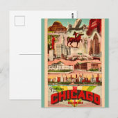Carte Postale Attractions rétro de Chicago  (Devant / Derrière)